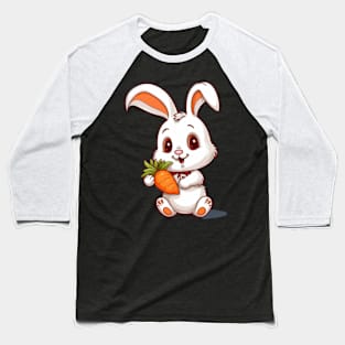 Cute Cartoon Bunny Rabbit with Carrot Baseball T-Shirt